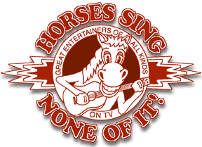 Horses Sing None of It logo (horse with guitar)