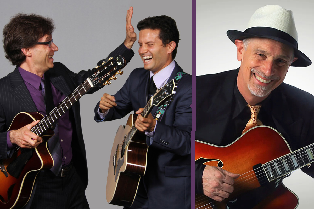 Collage of Frank Vignola, Vinny Raniola and Grover Kemble